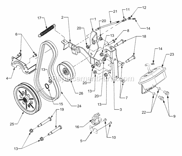 Front Pto Diagram and Parts List for GT3235 14A-692-710 Cub Cadet Lawn Tractor